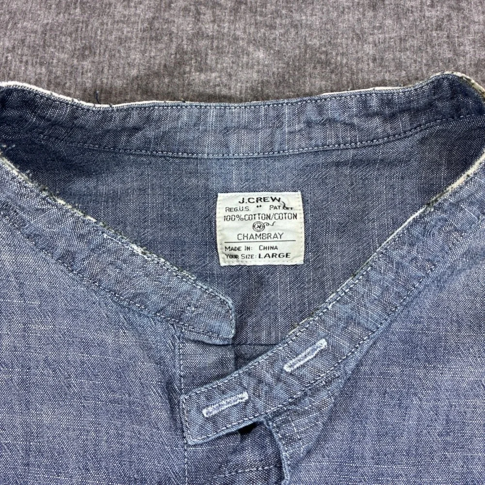 J.Crew Chambray Button Down Shirt Men Large Blue Dragon Back Punk Grunge Rare